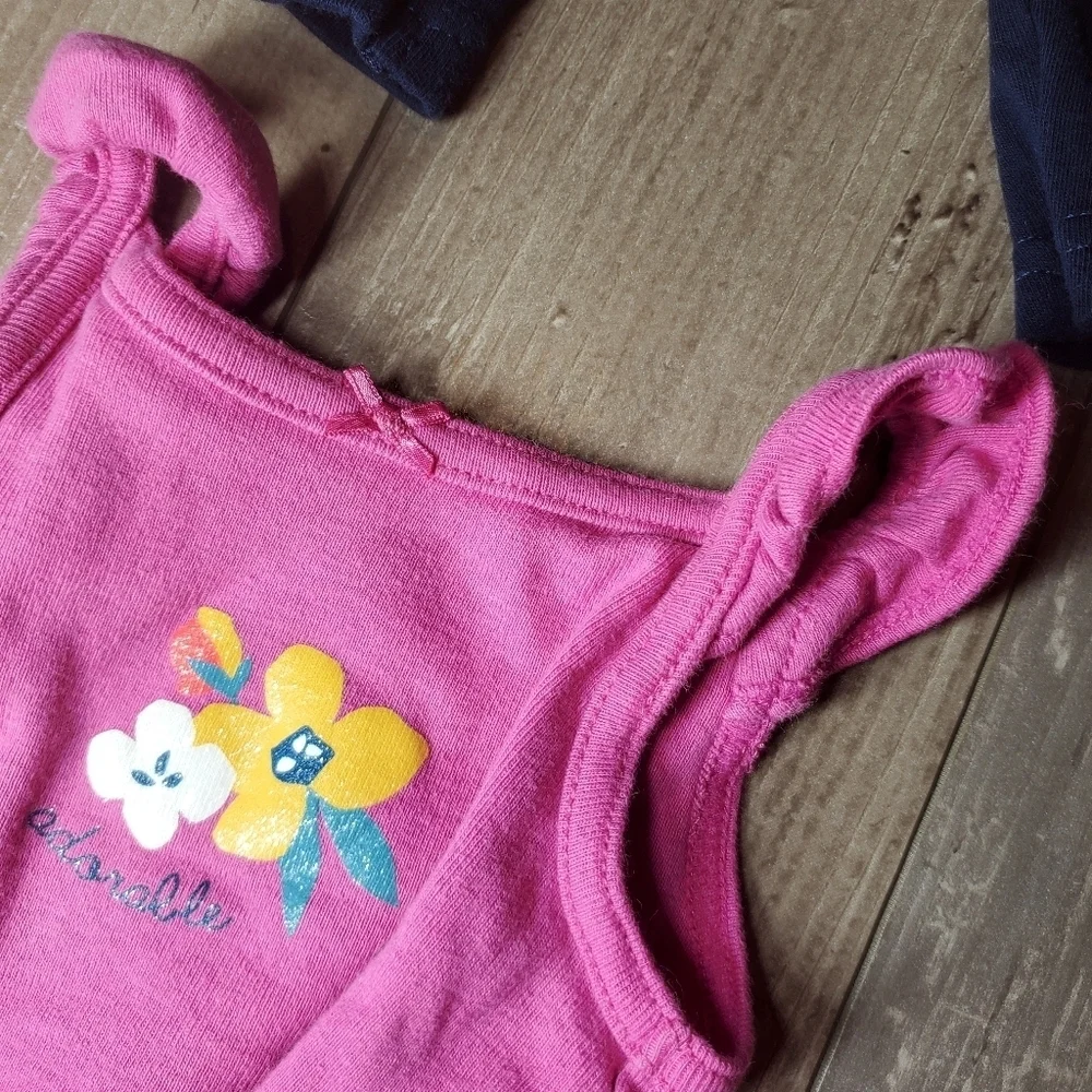 Carter's Baby Girl 2pc Colorful Floral Summer Outfit Size 6m 100% Cotton EUC